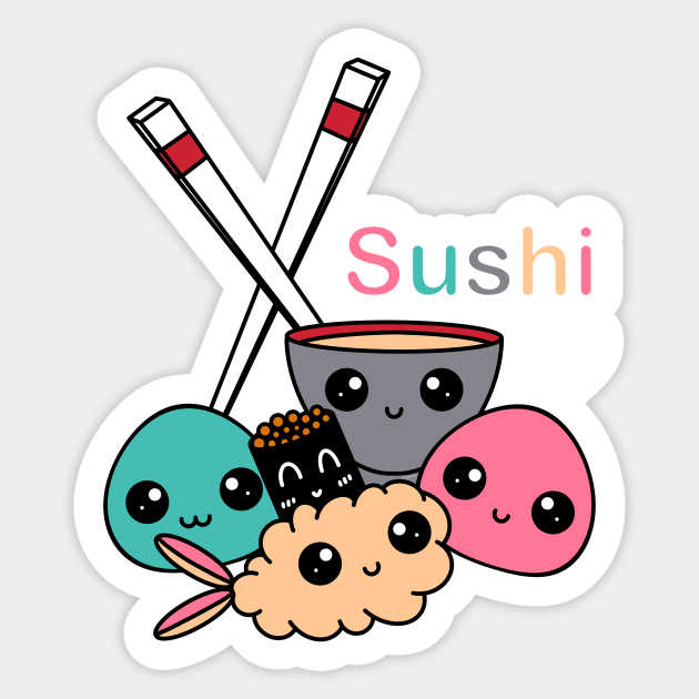 Cute Sushi Pattern Sticker by panco